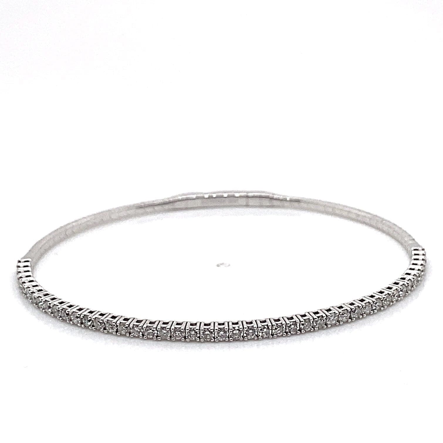18K WHITE GOLD 1.01CT TW NATURAL DIAMOND FLEX BANGLE BRACELET