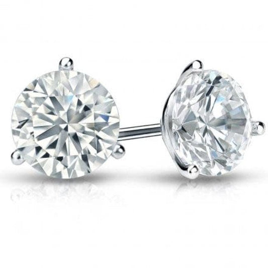 14K WHITE GOLD 1.48 CT TW LAB GROWN DIAMOND ROUND BRILLIANT E-F/VS E- MARTINI STYLE STUD EARRINGS