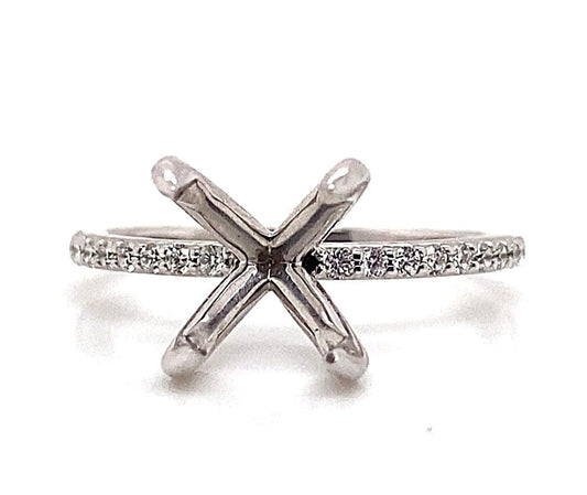 14K WHITE GOLD NO CENTER .20CT TW NATURAL ROUND BRILLIANT ACCENT RING