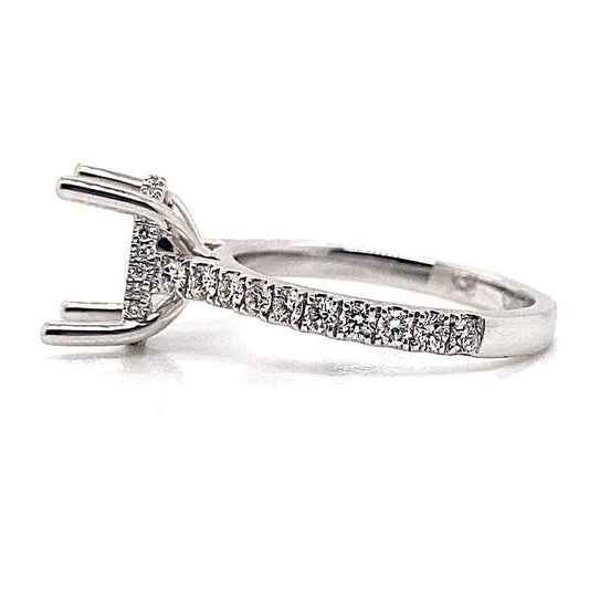 18K WHITE GOLD NO CENTER ( 8X10 MM OVAL) 0.60 CT TW NATURAL ROUND BRILLIANT DIAMOND ACCENT HIDDEN HALO STYLE ENGAGEMENT RING