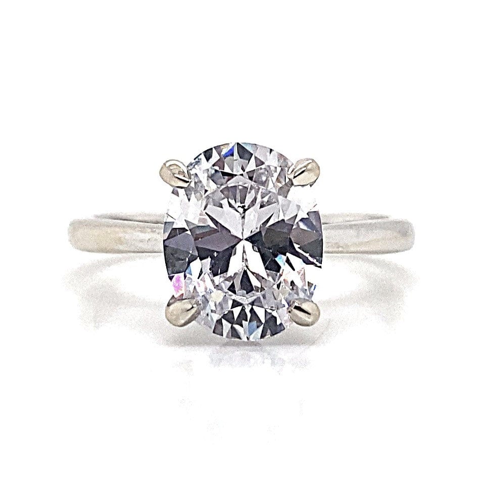 14K WHITE GOLD CZ CENTER (11X9MM OVAL) SOLITAIRE RING