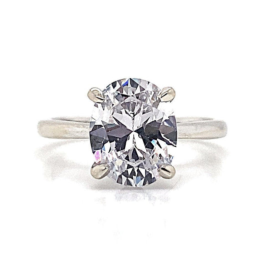 14K WHITE GOLD CZ CENTER (11X9MM OVAL) SOLITAIRE RING