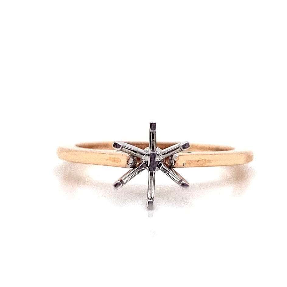 14K ROSE GOLD NO CENTER (6 MM RBC) CATHEDRAL STYLE SOLITAIRE STYLE RING