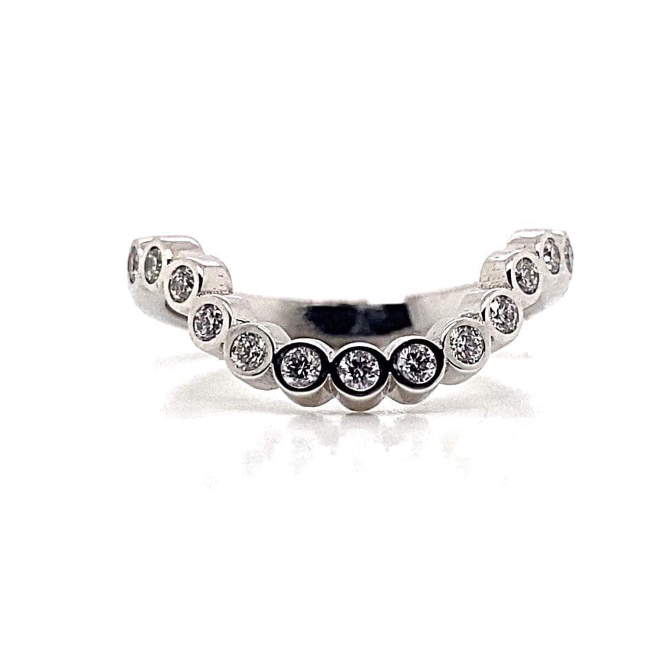 14K WHITE GOLD .35 CT TW DIAMOND CURVE STYLE BAND BEZEL SET STONES