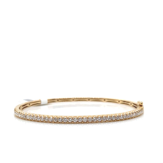 14K YELLOW GOLD 1.20CT TW NATURAL ROUND BRILLIANT DIAMOND BANGLE STYLE BRACELET