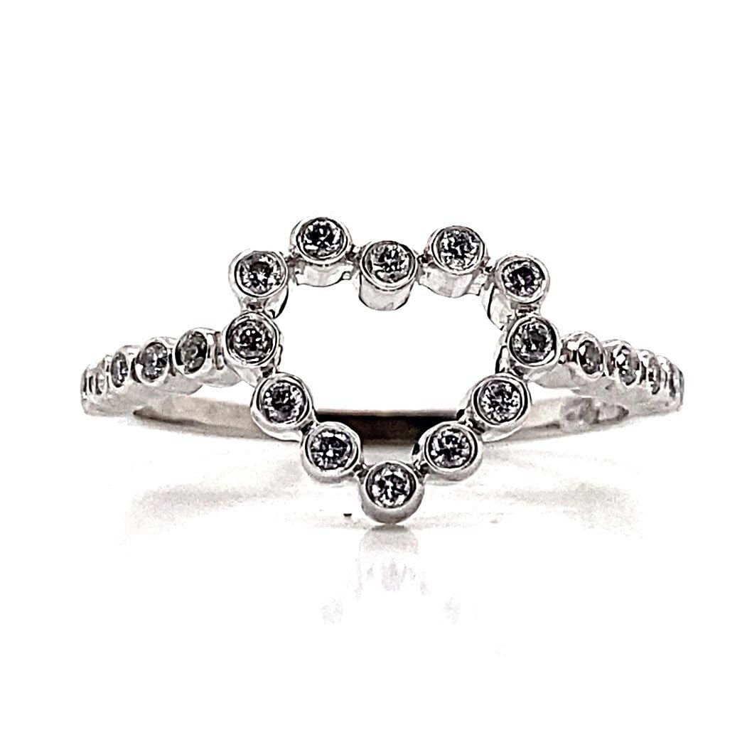 14K WHITE GOLD 1/4 CT TW NATURAL DIAMONDS BEZEL SET HEART RING