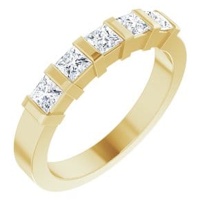 Rings 14K Yellow 5-Stone Anniversary Band Mounting
