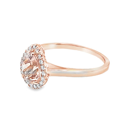 14K ROSE GOLD .96 CT PEAR MORGANITE CENTER .14 CT TW NATURAL ROUND BRILLIANT DIAMOND ACCENT RING