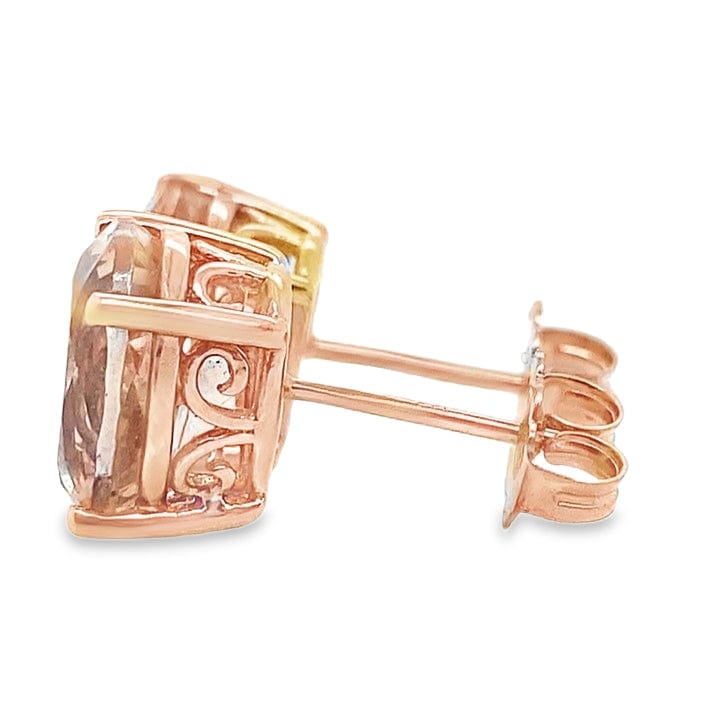 14K ROSE GOLD 5 CT TW OVAL MORGANITE STUD EARRINGS