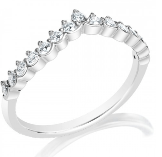 14K WHITE GOLD .39CT TW RBC NATURAL DIAMOND CURVE BAND G-H/SI 15D