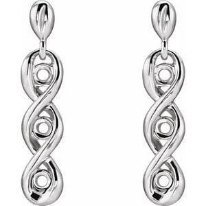 Earrings 14K White 4.1 mm Round Three-Stone Earring Mounting