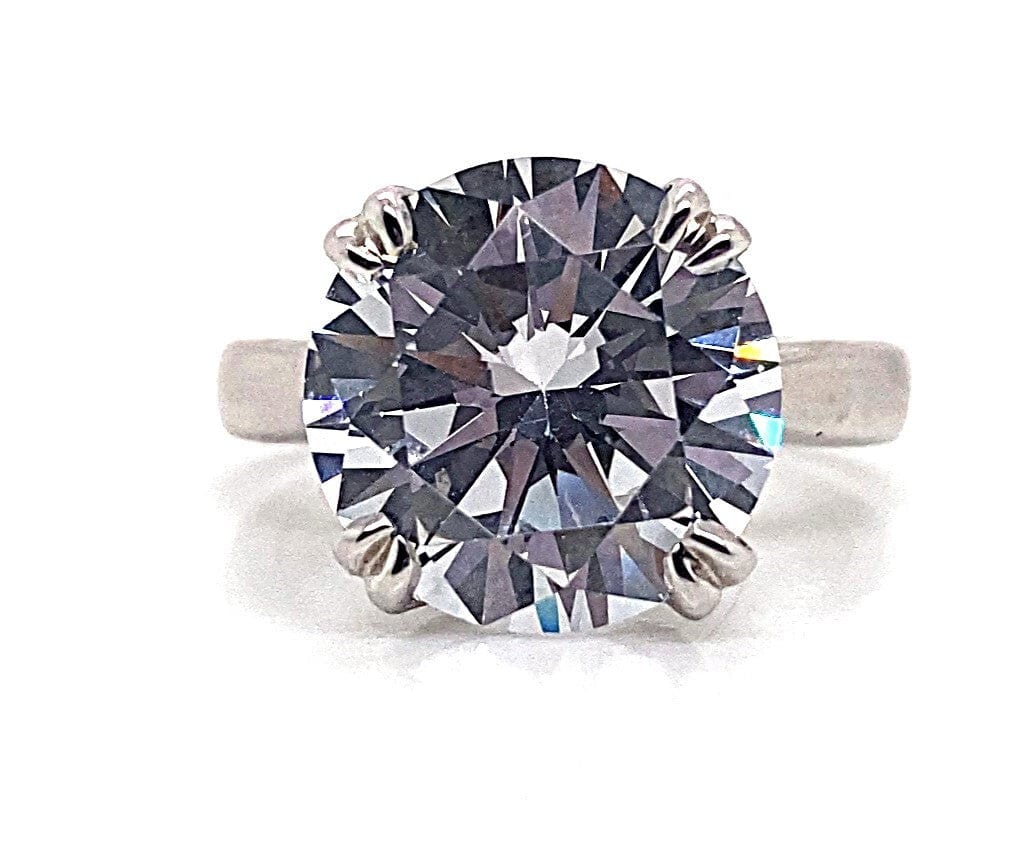 14K WHITE GOLD 12MM ROUND BRILLIANT MOISSANITE CENTER SOLITAIRE RING