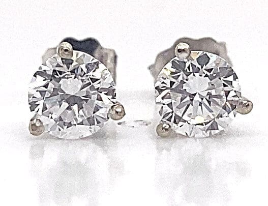 14K WHITE GOLD 1.04 CT TW LAB GROWN DIAMOND ROUND BRILLIANT F-G/VS MARTINI STYLE STUD EARRINGS
