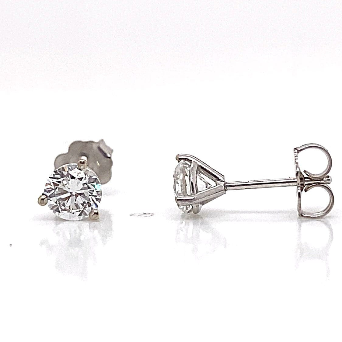 14K WHITE GOLD 1.02 CT TW LAB GROWN DIAMOND ROUND BRILLIANT H-I/VS2 MARTINI STYLE STUD EARRINGS