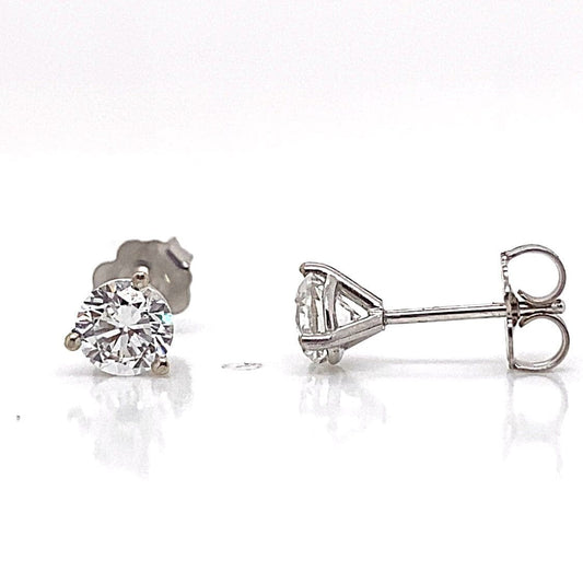 14K WHITE GOLD 1.02 CT TW LAB GROWN DIAMOND ROUND BRILLIANT H-I/VS2 MARTINI STYLE STUD EARRINGS