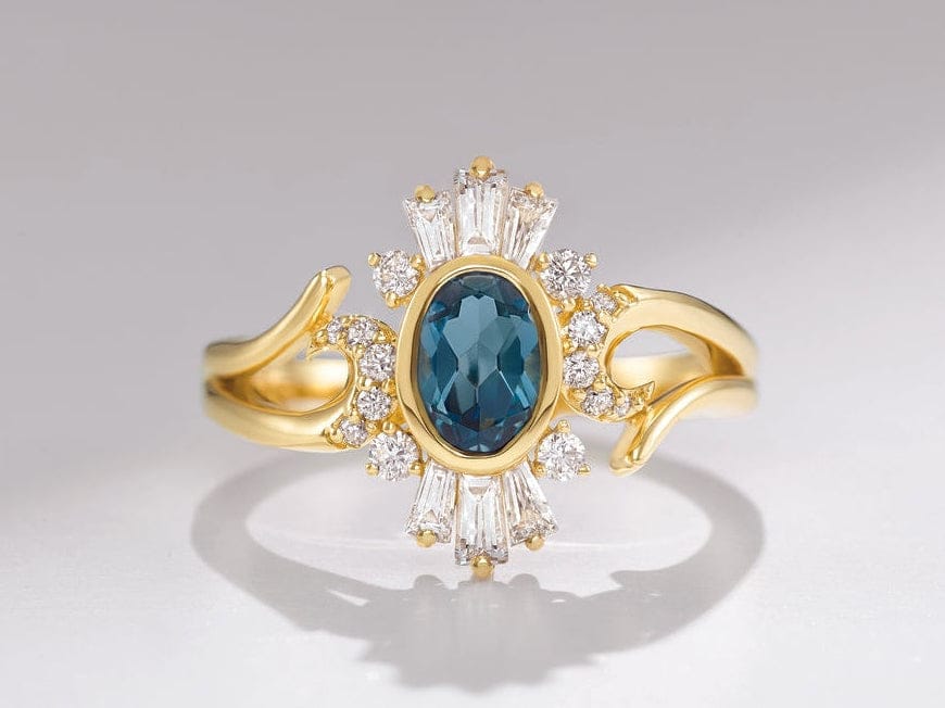 blue gemstone engagement ring
