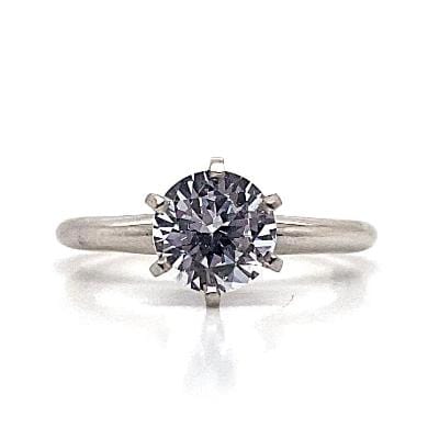 PLATINUM CZ CENTER (6.5 MM RBC) SOLITAIRE STYLE RING