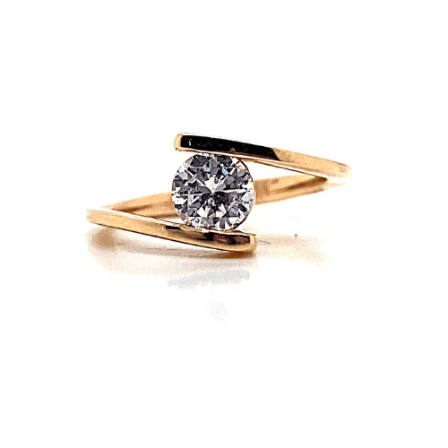 14K ROSE GOLD CZ CENTER CUSTOM BYPASS STYLE RING
