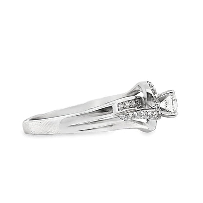 14K WHITE GOLD 1/2 CT DIAMOND ENGAGEMENT RING I/SI1 1/3 CT ACCENTS