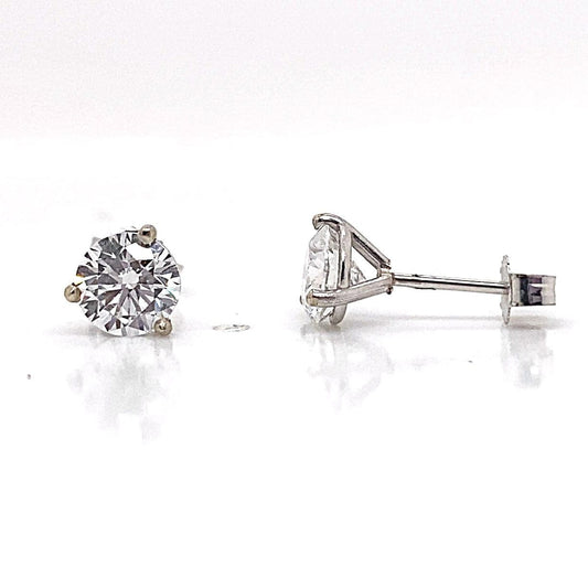 14K WHITE GOLD 1.51 CT TW LAB GROWN DIAMOND ROUND BRILLIANT STUD EARRINGS