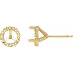 Earrings 18K Yellow 5.5 mm Round 3-Prong Halo-Style Earring Mounting