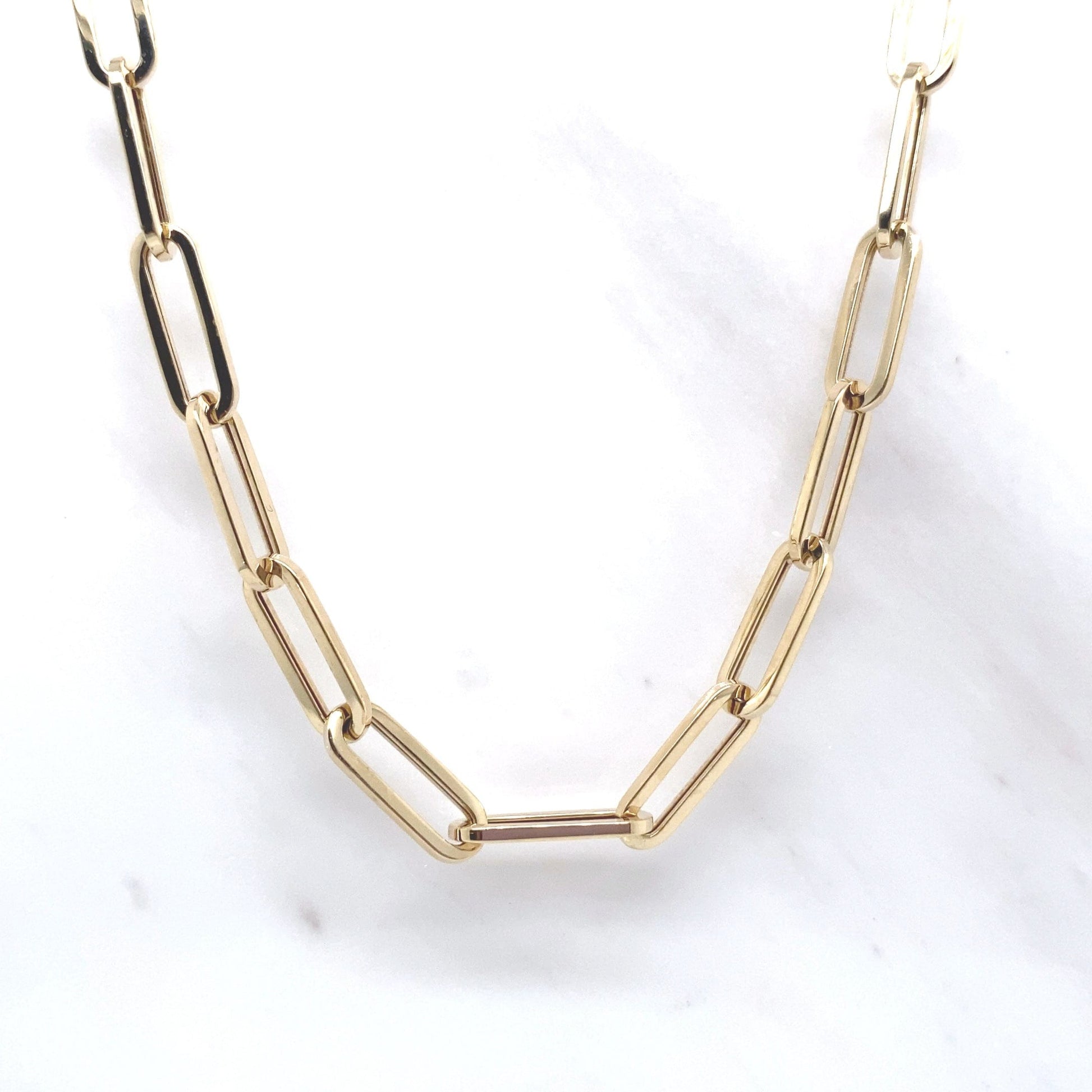 14K YELLOW GOLD PAPER CLIP 18" 6.6 GRAMS