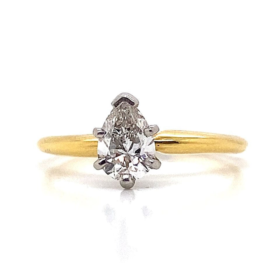 14K YELLOW GOLD .55 CT VS2 H-I PEAR CUT DIAMOND SOLITAIRE ENGAGEMENT RING