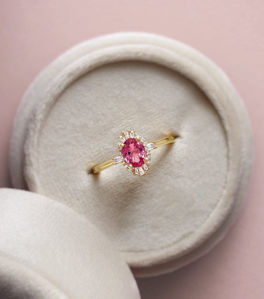 pink gemstone engagement ring