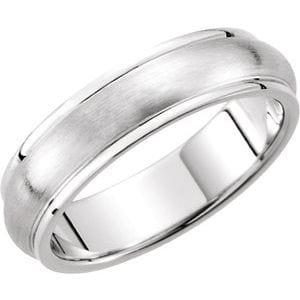 Rings 14K White 5 mm Grooved Comfort-Fit Half Round Band Size 11