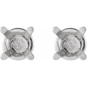 Earrings 14K White 3.5 mm Round 4-Prong Earring Mounting