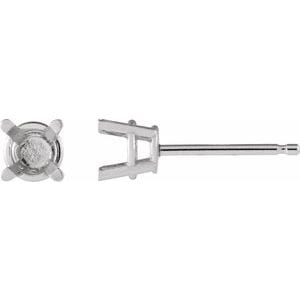 Earrings 14K White 3.5 mm Round 4-Prong Earring Mounting