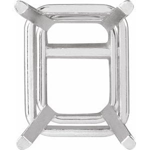 Settings 14K White 12x10 mm Emerald 4-Prong Earring Setting