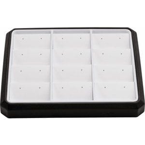 Displays Black & White Matte Leatherette 12-Pair Stackable Stud Earring Display Tray