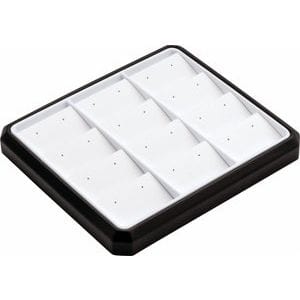 Displays Black & White Matte Leatherette 12-Pair Stackable Stud Earring Display Tray