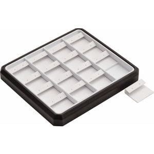 Displays Black & White Matte Leatherette 12-Pair Stackable Stud Earring Display Tray