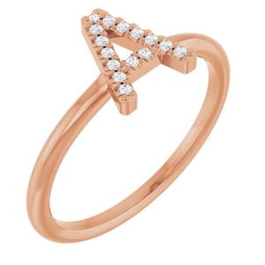 14K ROSE .06 CTW NATURAL DIAMOND INITIAL A RING