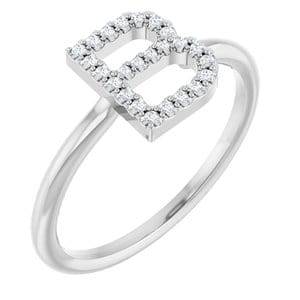 PLATINUM .08 CTW NATURAL DIAMOND INITIAL B RING