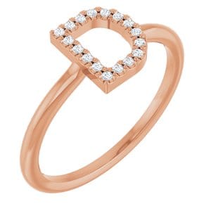 14K ROSE .06 CTW NATURAL DIAMOND INITIAL D RING