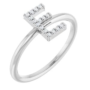 PLATINUM .06 CTW NATURAL DIAMOND INITIAL E RING
