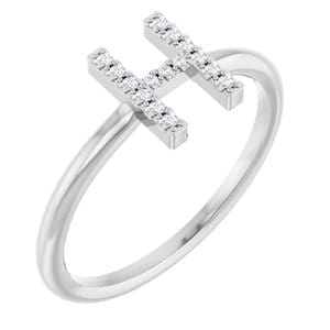 PLATINUM .05 CTW NATURAL DIAMOND INITIAL H RING