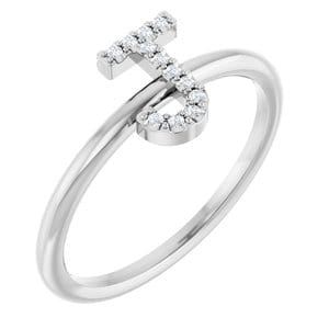 PLATINUM .05 CTW NATURAL DIAMOND INITIAL J RING