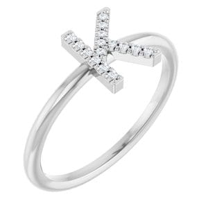 PLATINUM .05 CTW NATURAL DIAMOND INITIAL K RING
