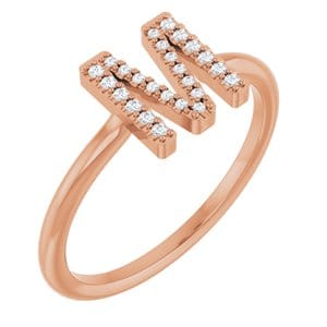 14K ROSE .07 CTW NATURAL DIAMOND INITIAL M RING