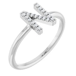 PLATINUM .06 CTW NATURAL DIAMOND INITIAL N RING