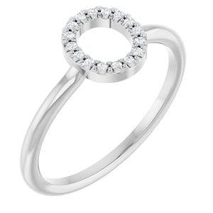 PLATINUM .06 CTW NATURAL DIAMOND INITIAL O RING
