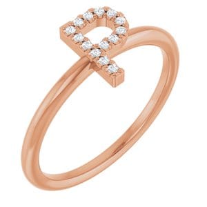 14K ROSE .05 CTW NATURAL DIAMOND INITIAL P RING