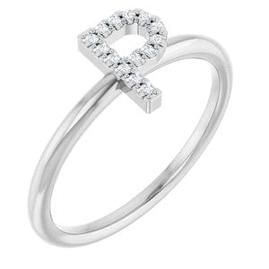 PLATINUM .05 CTW NATURAL DIAMOND INITIAL P RING