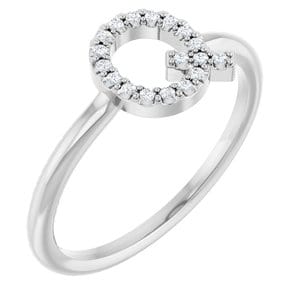 PLATINUM .08 CTW NATURAL DIAMOND INITIAL Q RING