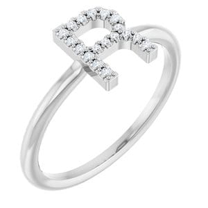 PLATINUM .06 CTW NATURAL DIAMOND INITIAL R RING