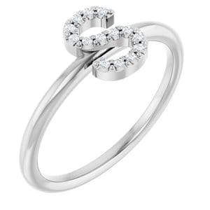 PLATINUM .05 CTW NATURAL DIAMOND INITIAL S RING